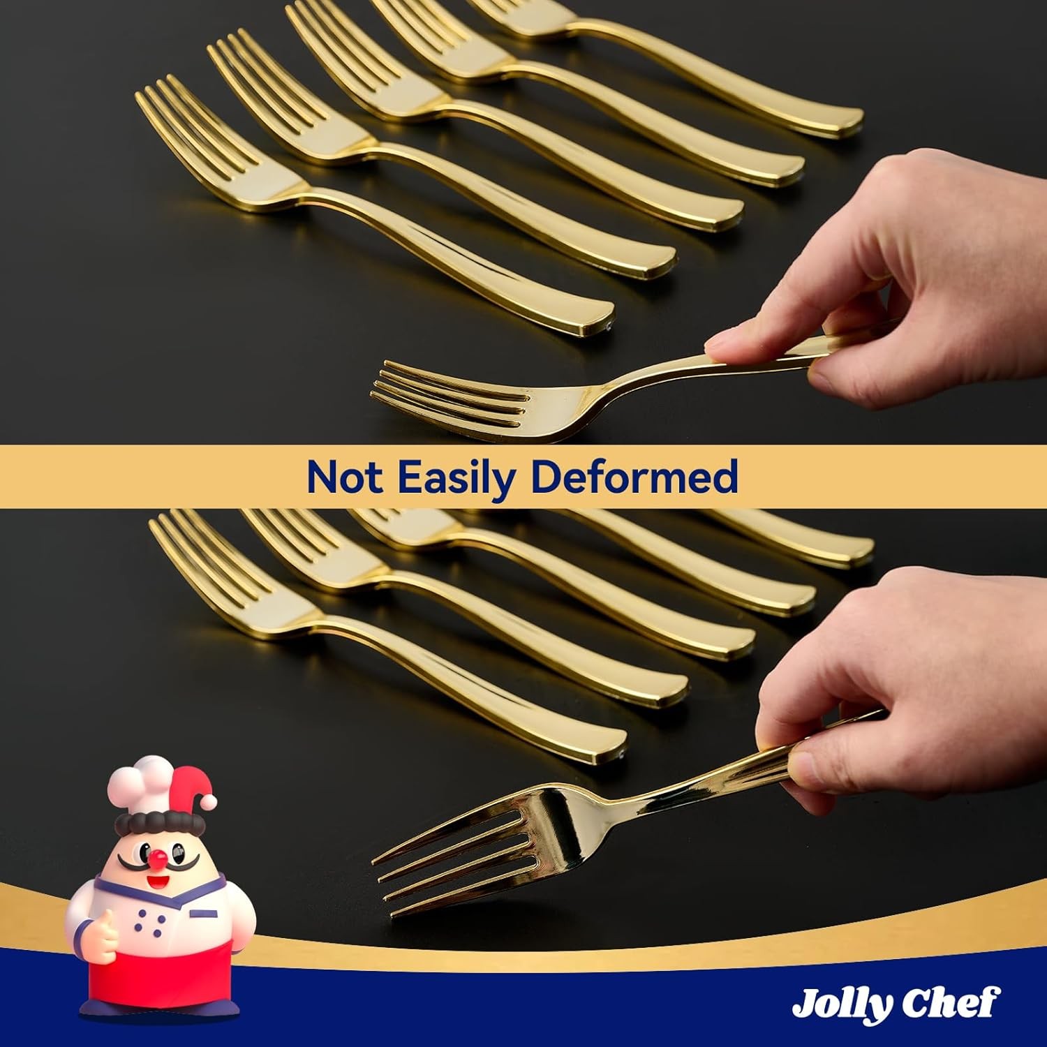 125 Count Gold Plastic Forks Heavy Duty, 7.28 Inch Gold Forks Disposable Heat