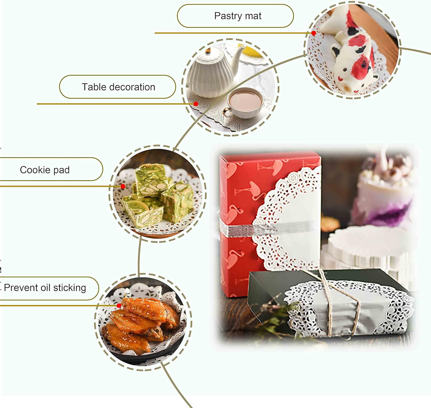 7 Inch X 12 Inch Rectangle Paper Doilies/Lace Paper Placemats/Disposable