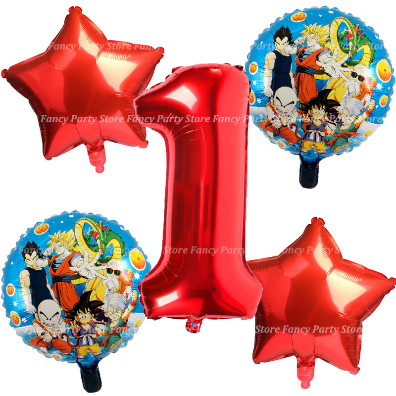 5pcs Dragon Ball Birthday Balloons Son Goku Party Goku Birthday Kids Decorations