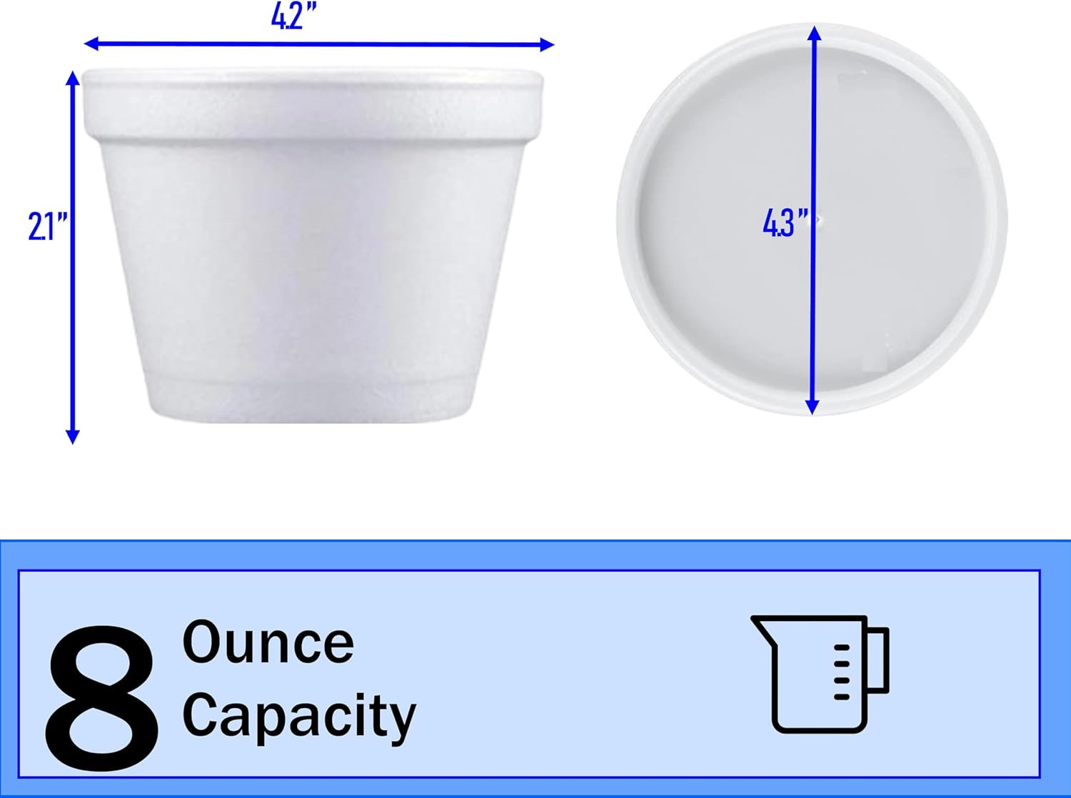 Foam Bowl with Lid for Hot and Cold Foods – 8 Ounce Disposable Soup Container wi