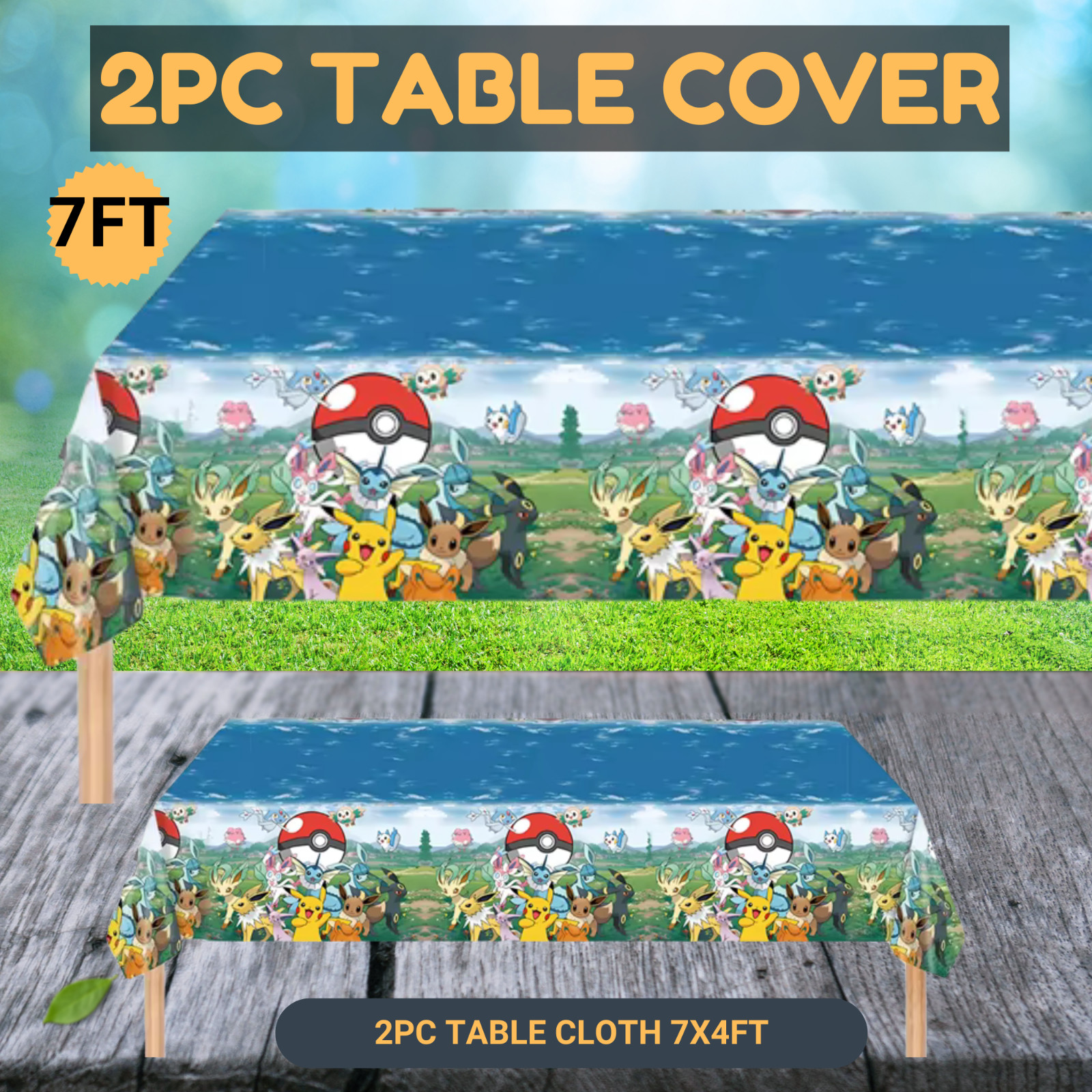 POKEMON EEVEE PARTY SUPPLIES BIRTHDAY DECORATION BALLOON TABLEWARE SWIRL