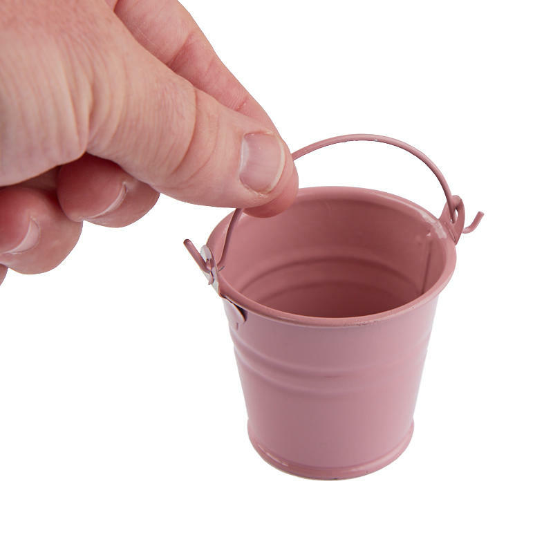 Factory Direct Craft Miniature Pink Metal Pail | 6 Pieces