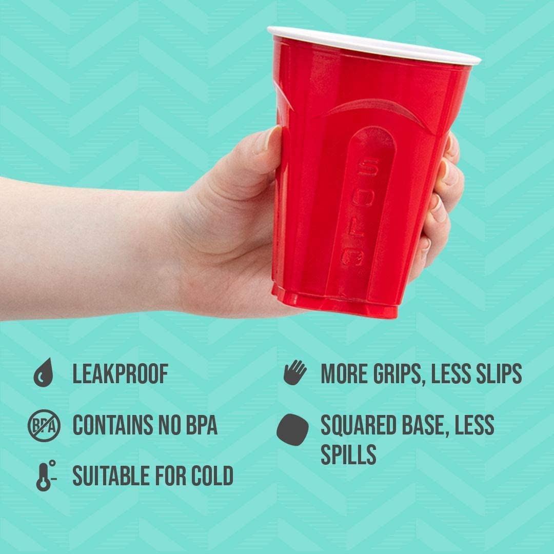 SOLO Cup Company Red Squared Plastic Party 18 Ounce 200 Count