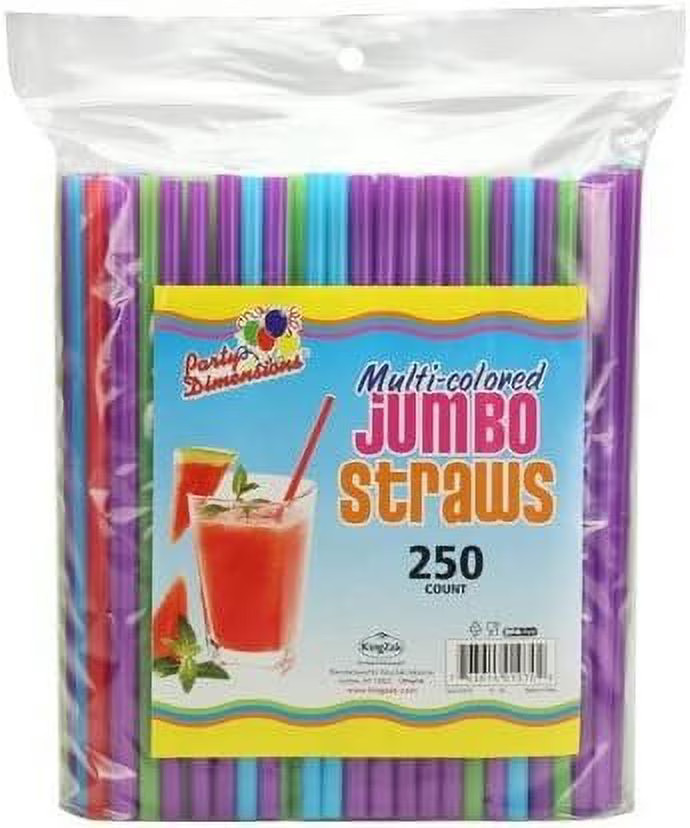 Colorful Multi Colored Jumbo Straws Pack of 250 Vibrant Design Perfect Parties