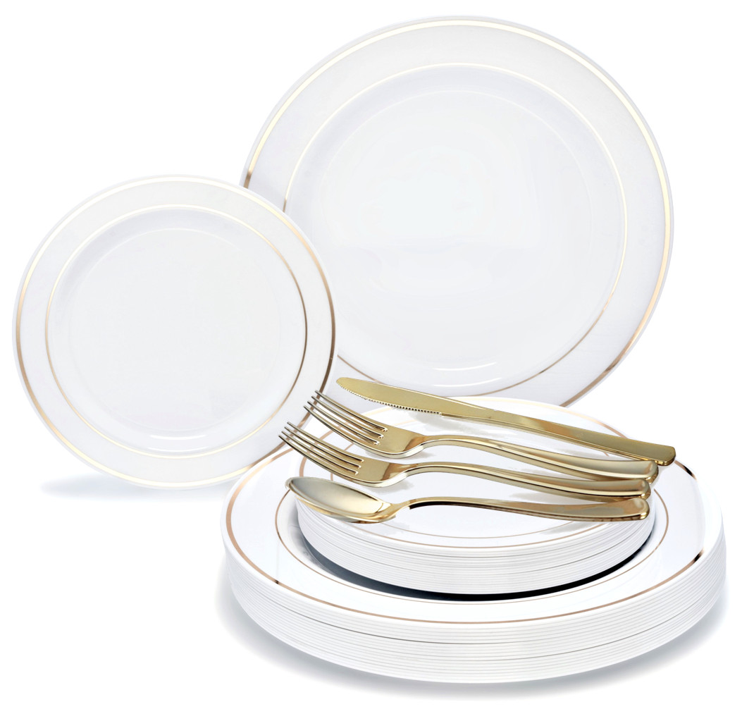” OCCASIONS ” Bulk Wedding Party Disposable Plastic Plates & Silverware
