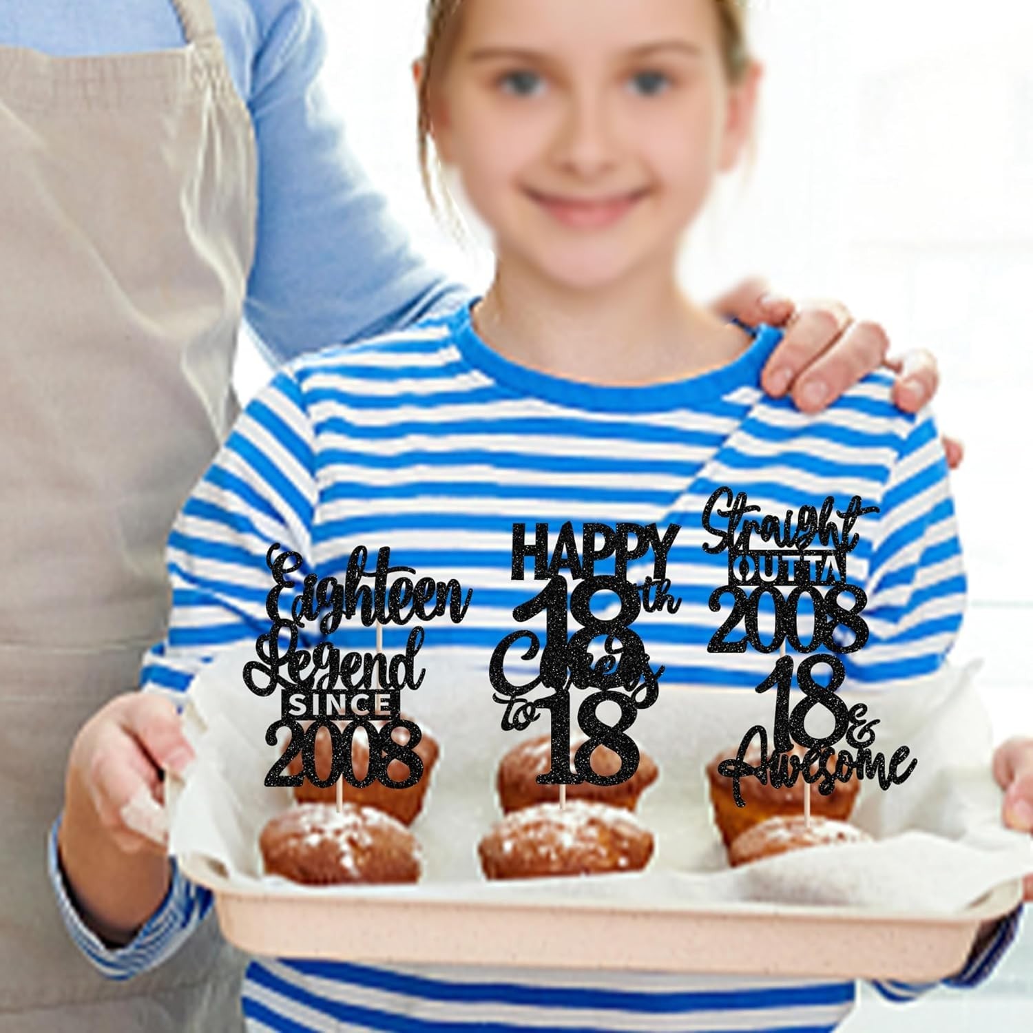 24PCS Black 18th Birthday Cupcake Toppers Eighteen Happy 18th Straight Outta …