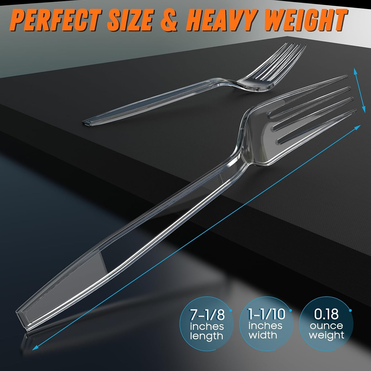 360pc 7.1″ Clear Plastic Forks Heavy Duty with Heat Resistant & BPA Free, Solid