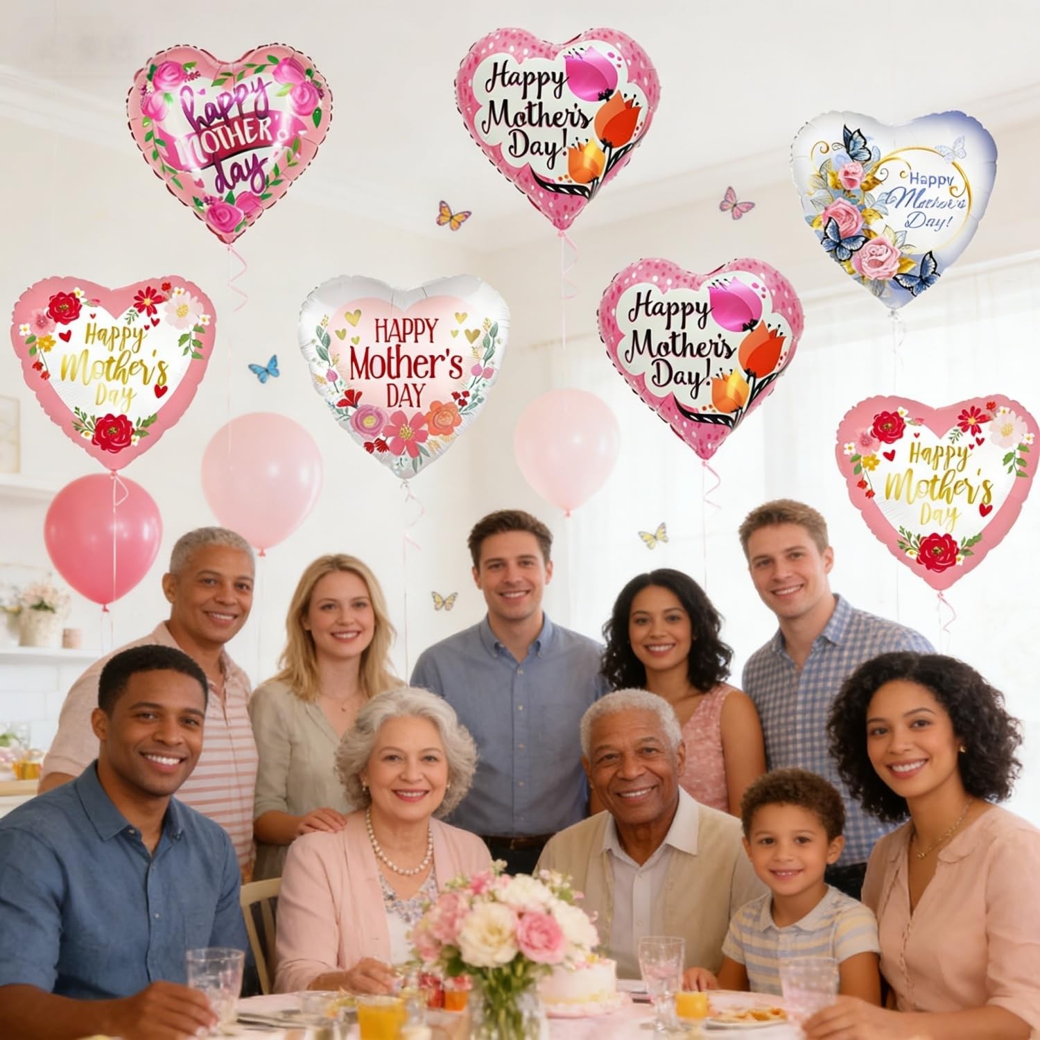 Happy Mother’s Day Balloons 20Pcs 18inch Aluminum Foil Balloons Heart Balloon…