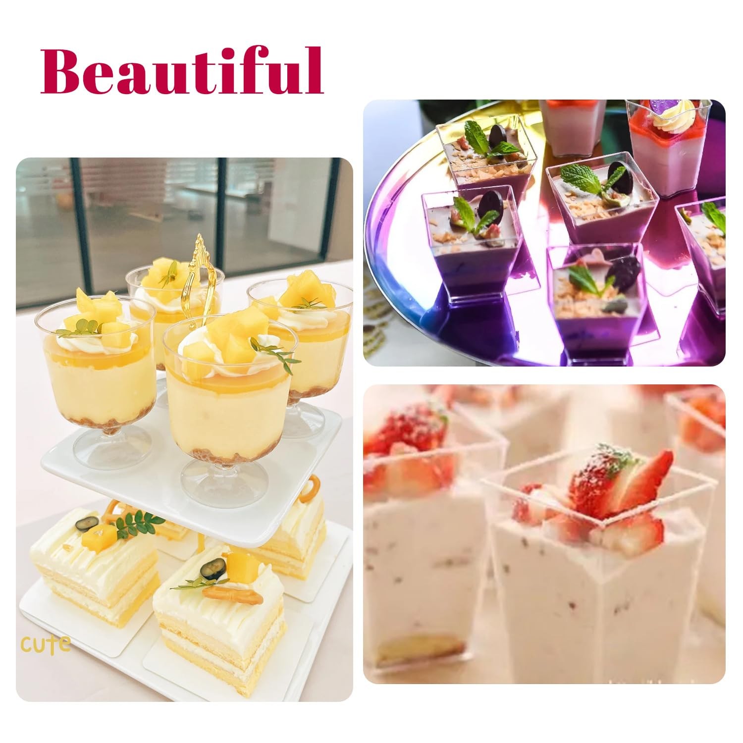 300 Pack Clear Plastic Dessert Cups(5 oz),Disposable Parfait Cups For Pudding,