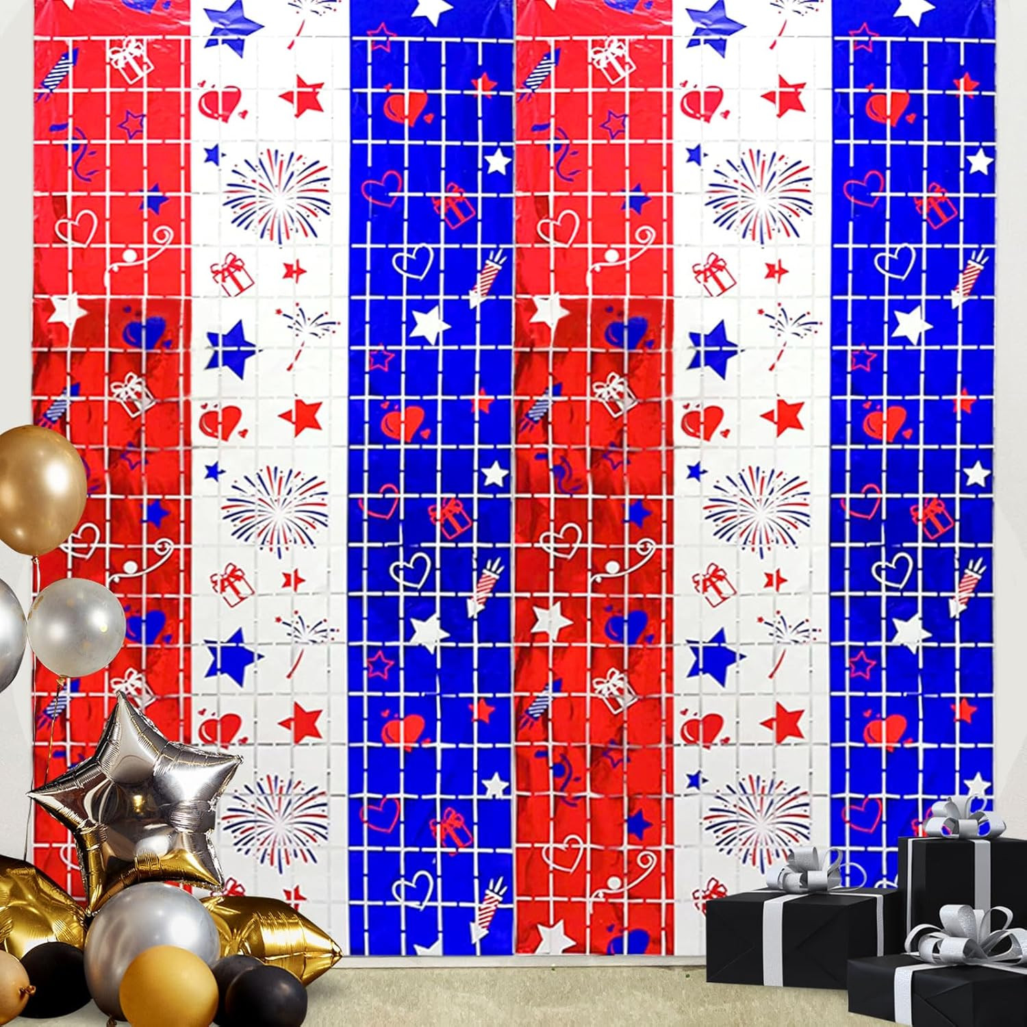 4Th of July Decorations, 2 Packs 3.3X6.6Ft 4Th of July Photo Backdrop Streamer，R