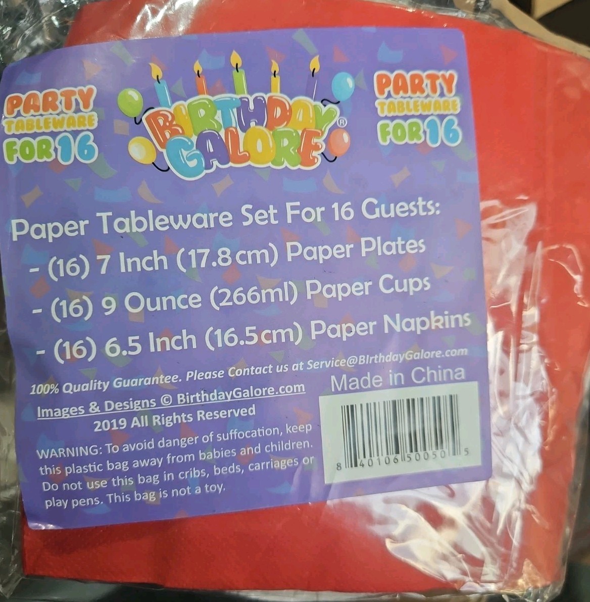 Solid Red Birthday Party Supplies Set Plates Napkins Cups Tableware Kit for 16