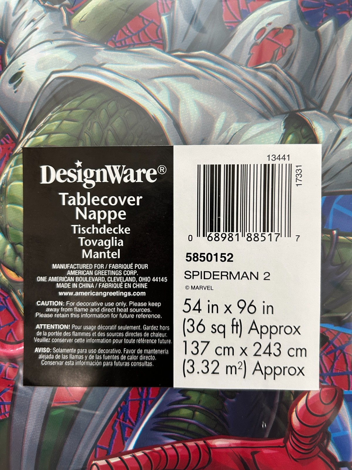 DesignWare Spiderman 2 Plastic tablecloth Cover Party Birthday Super Hero