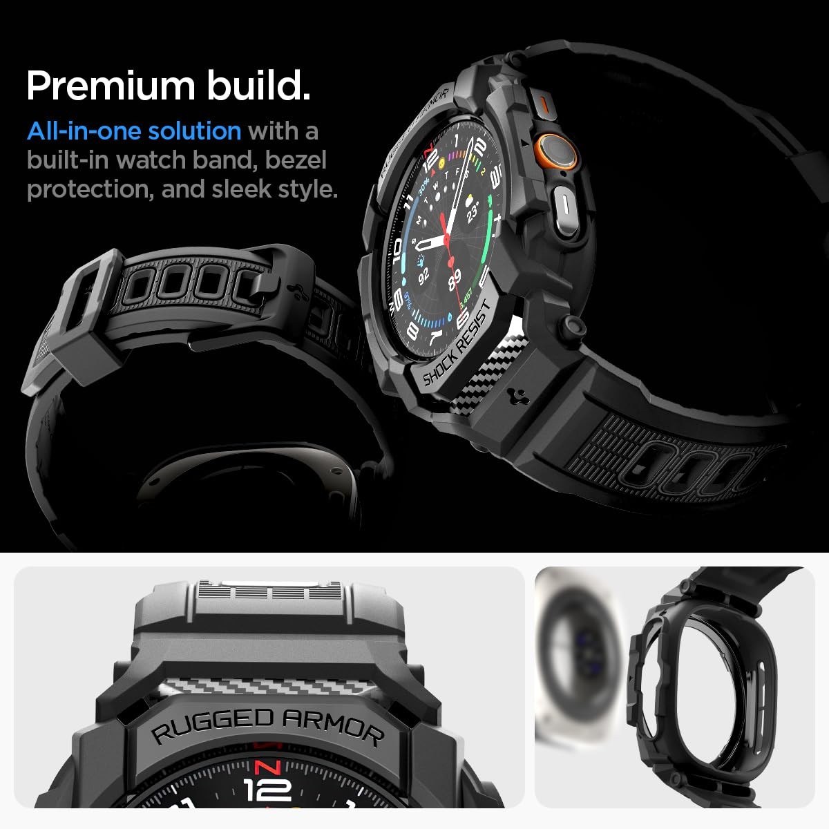 Spigen Rugged Armor Pro Designed for Samsung Galaxy Watch Ultra 47mm Case with B