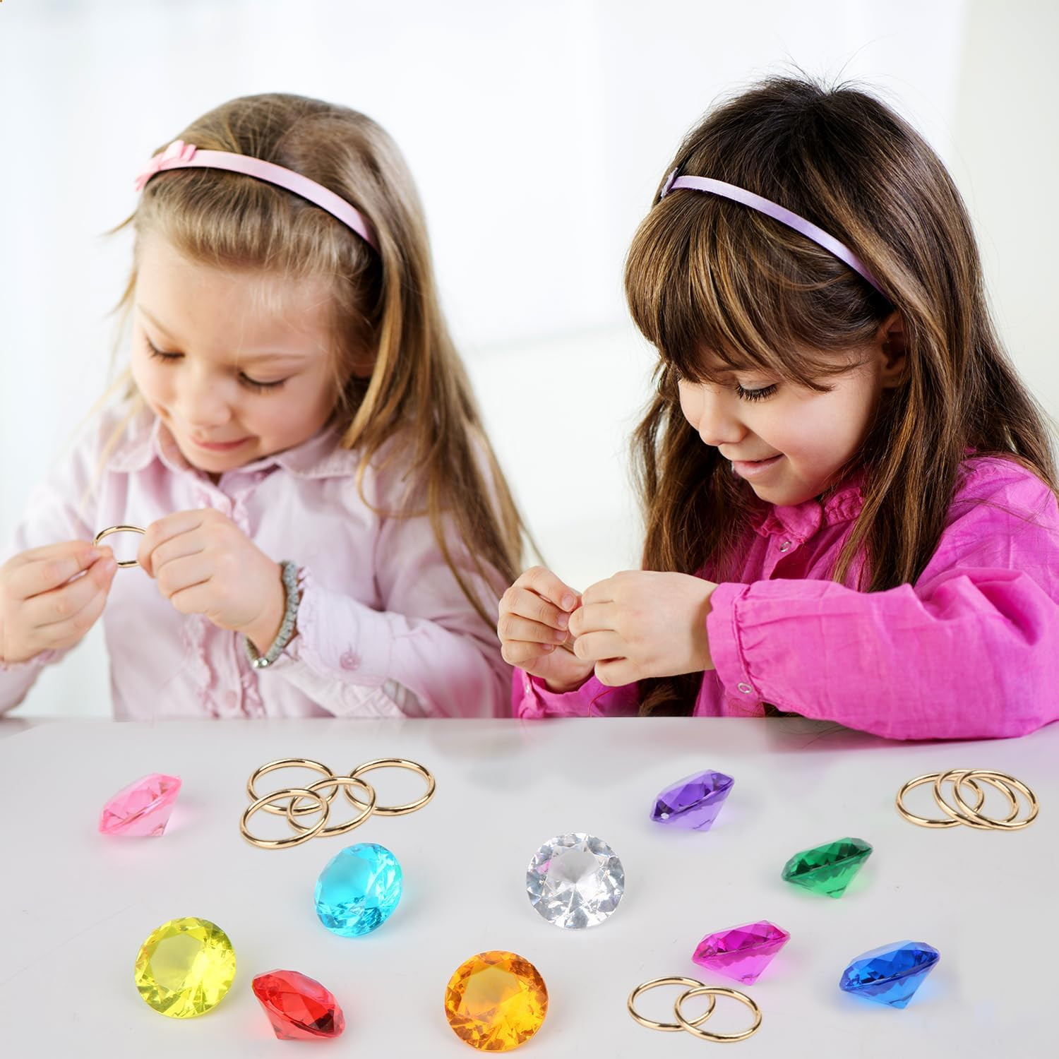 Chaos Emeralds and Rings Set, Include 10Pcs Acrylic Crystal Diamond Gems with 10