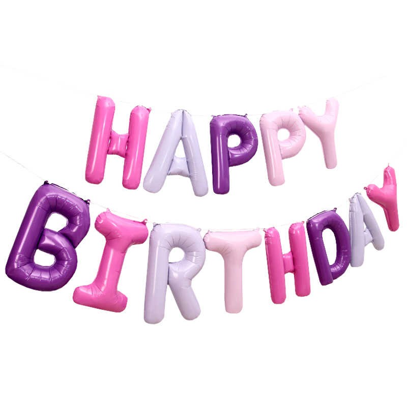Happy Birthday Balloon Banner Bunting Letter Self Inflating Decor Party 13 Color