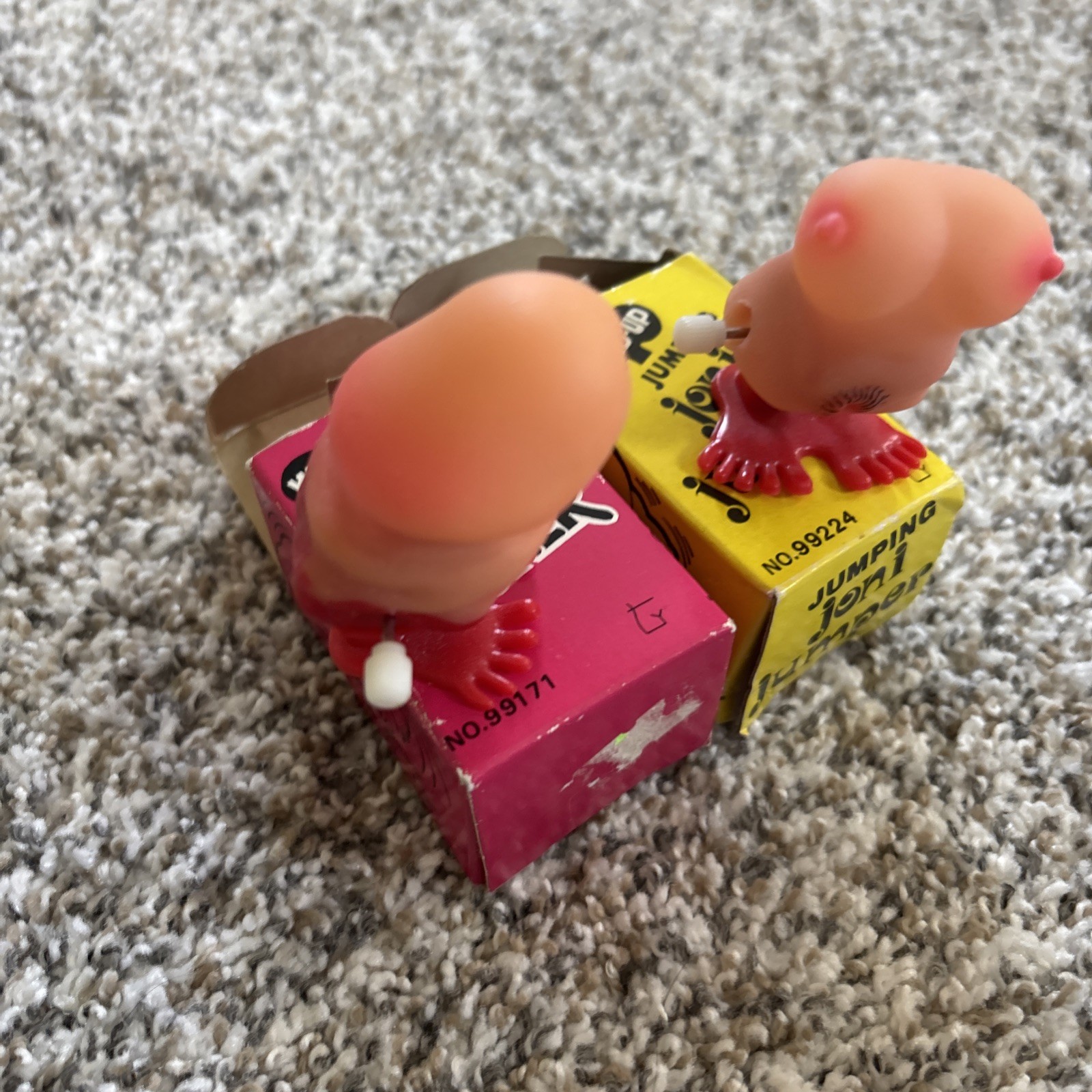 1980 Wind-Up Jumping JOLLY PECKER (99171) & JONI JUMPER (99224) Adult Novelty
