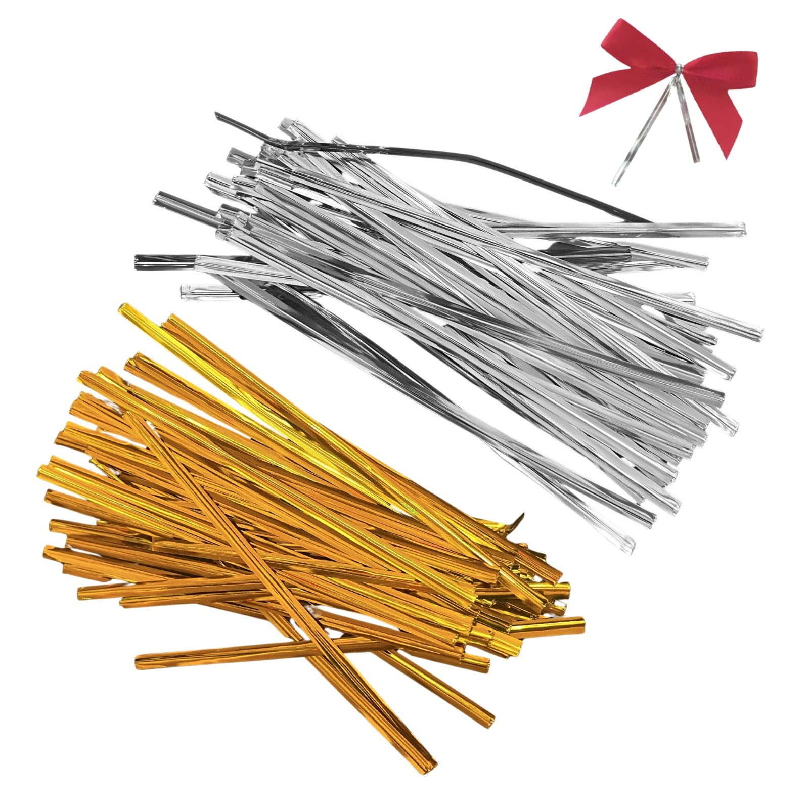 500 X METALLIC SILVER / GOLD TWIST TIES CELLOPHANE SWEET PARTY GIFT BAGS 12CM