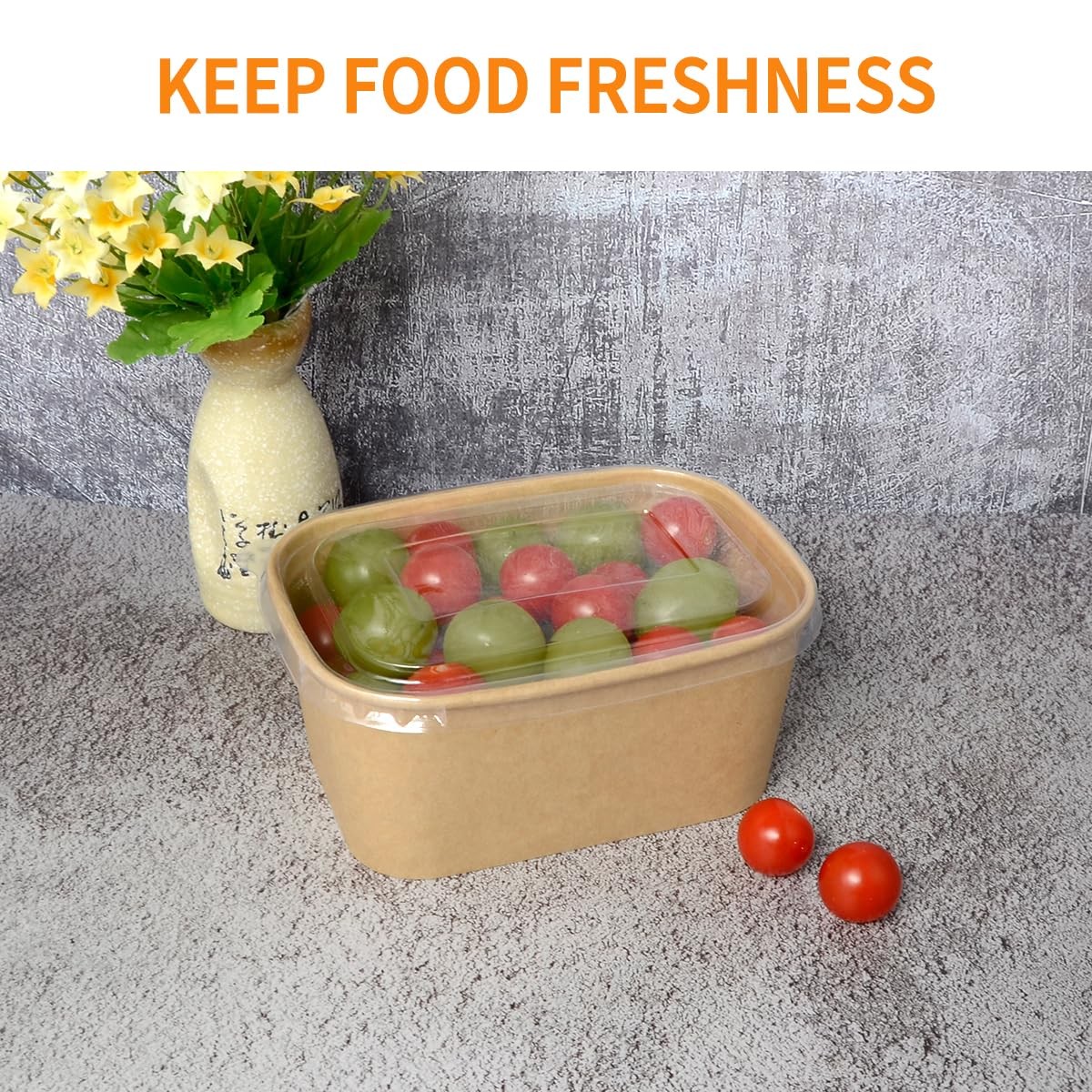 50-Pack 35oz Paper Food Containers with Lids Microwavable Freezer Safe Bowls