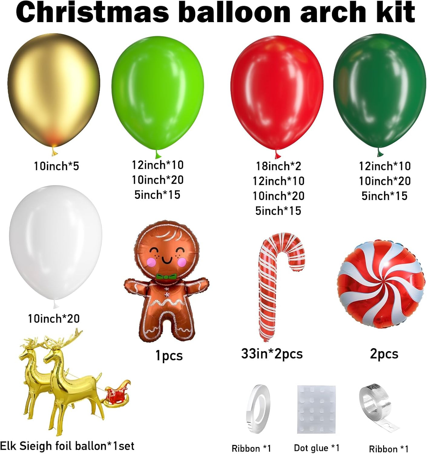 183-Piece Christmas Balloon Garland Kit with Foil Balloons for Holiday Decor