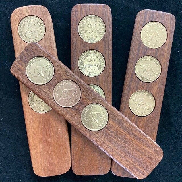 1944 Hardwood Two-Up Game Set Birthday Gift present 1944 Australian Penny two up