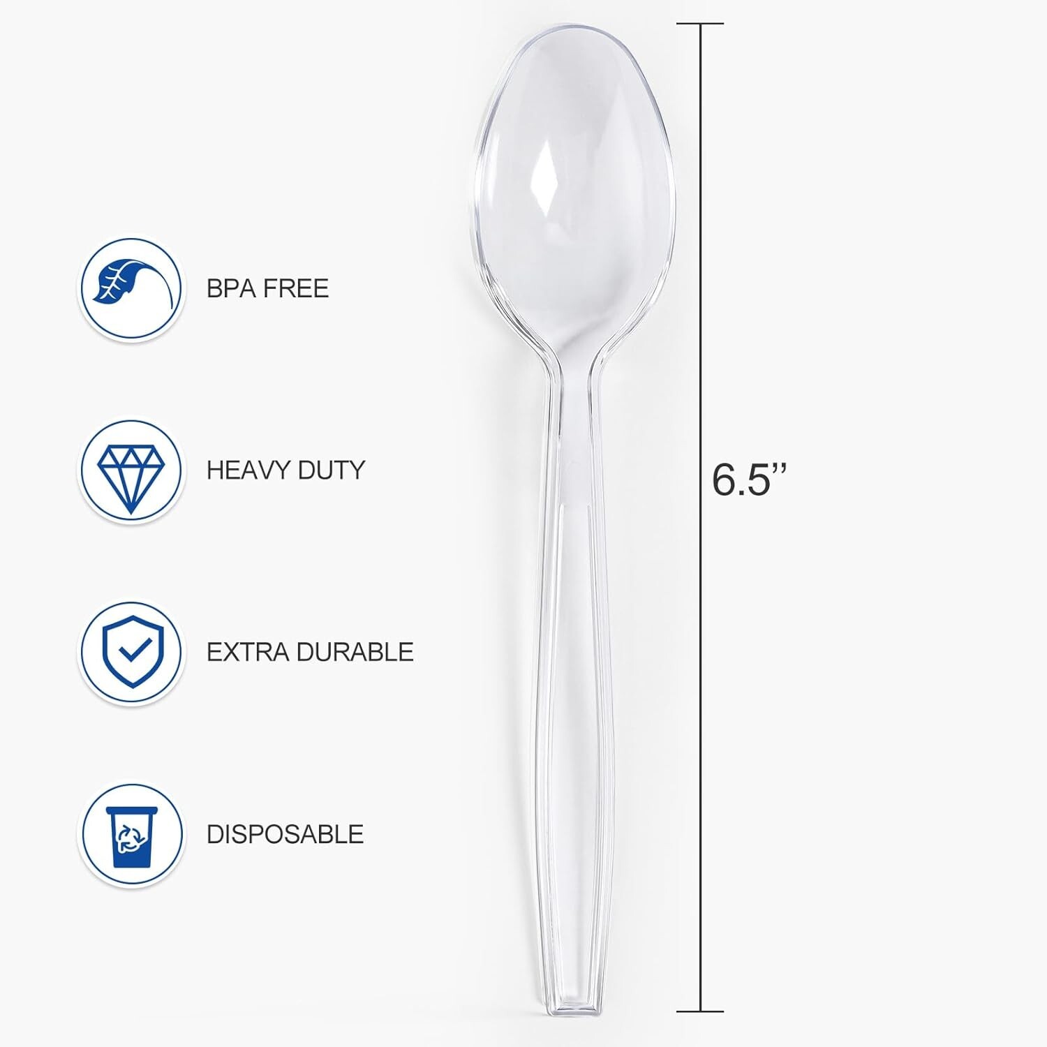 50/100 Count Clear Plastic Spoons Heavy Duty Premium Disposable Spoons Durable
