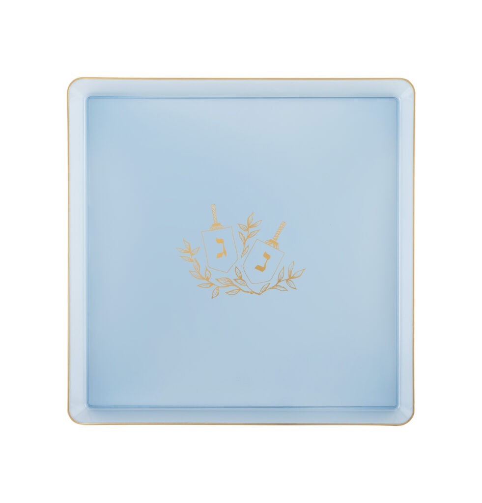 Chanukah Square Edge 7.75″ Plates Blue/Gold (8 Count) for dinner