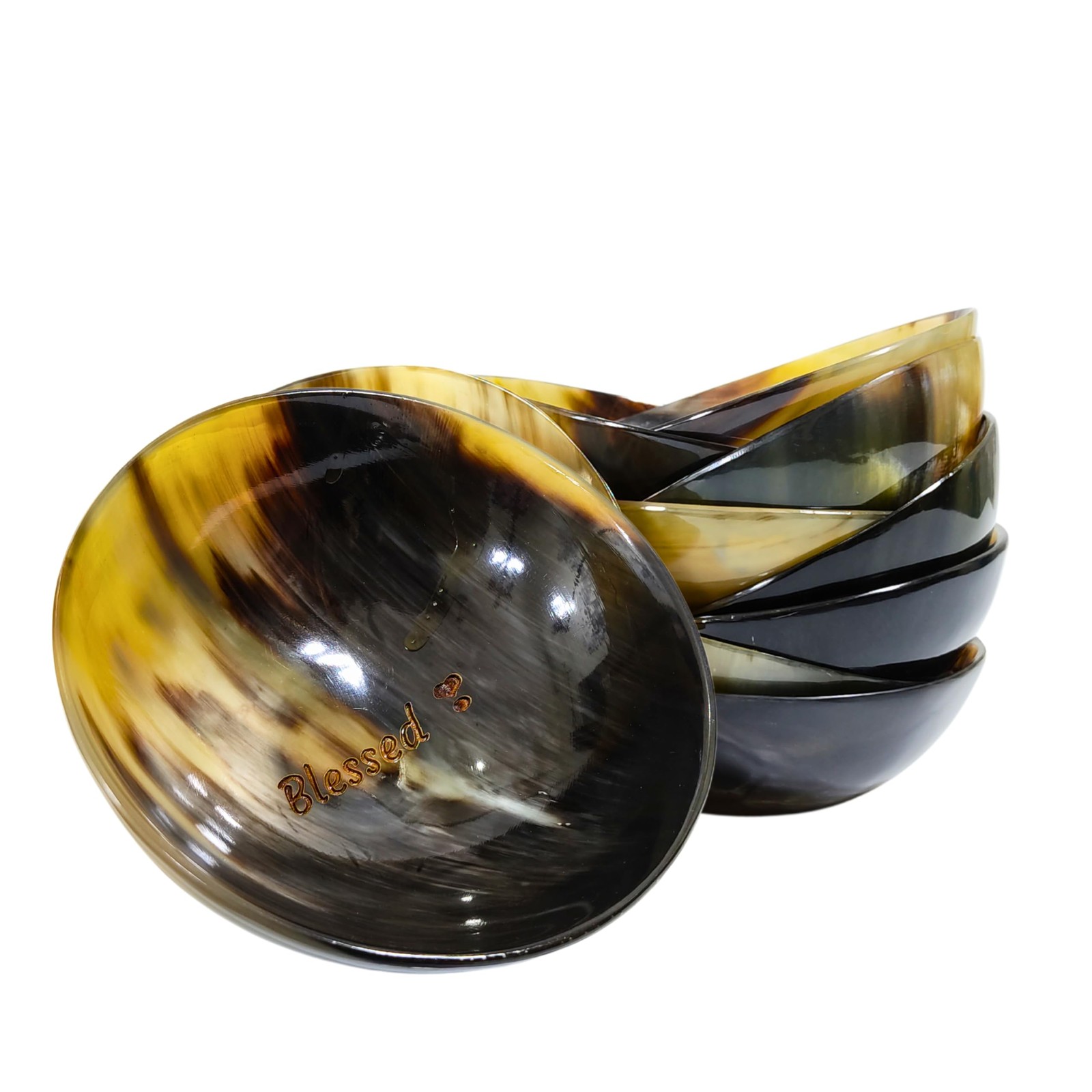 AYZCORP Engraved (Blessed) Horn Bowl – Modern, Contemporary – 5′ Round X 2′ deep