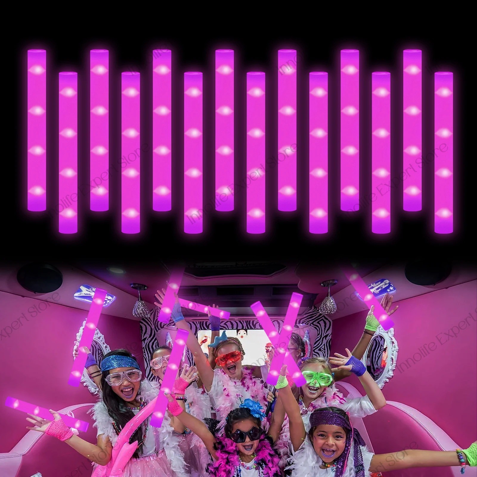100-800Pcs LED Glow Sticks Bulk RGB Foam Light Up Concert Events Party Supplies
