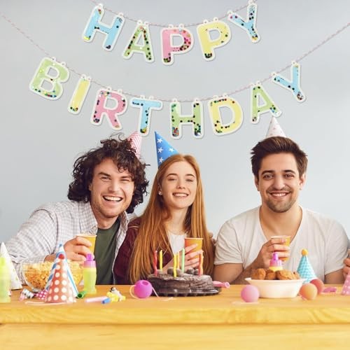 Happy Birthday Banner 6FT – Premium Gold Foil Sequins Happy Birthday Sign for