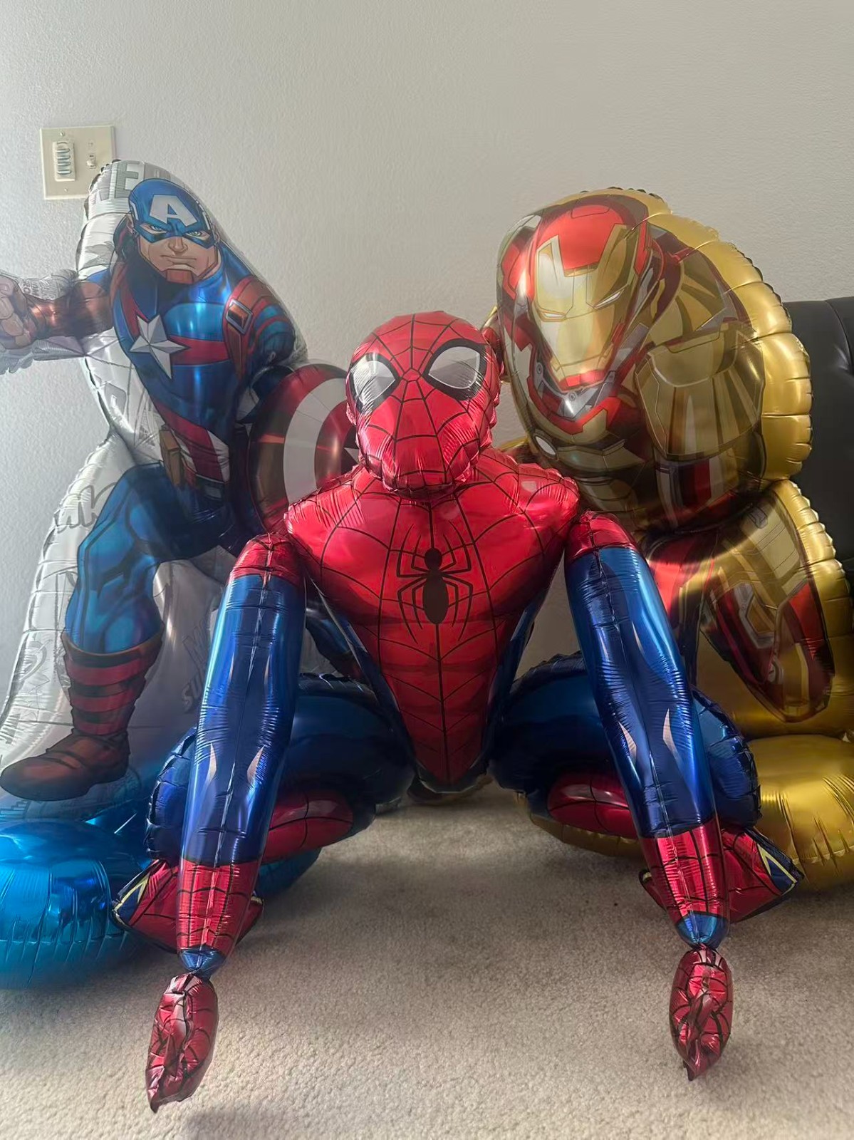 3PCS Superhero Foil Balloons Set Large Standing Party Decorations Hero Theme Bir