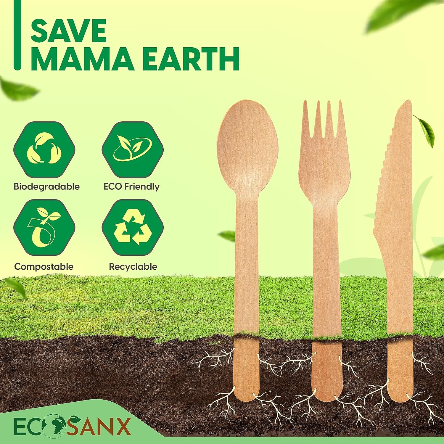 120-piece disposable wooden cutlery set, 6.5 inches, perfect for parties.