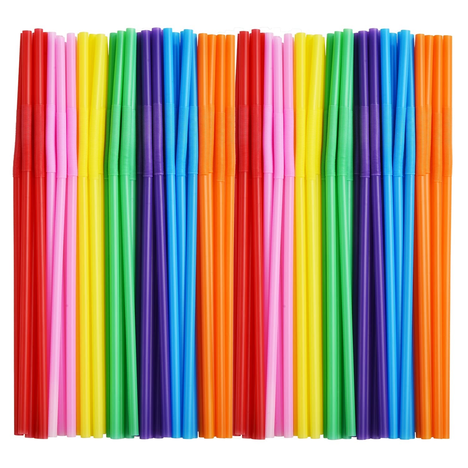 ALINK 100pcs Assorted Colored Plastic Disposable Drinking One Size, Rainbow