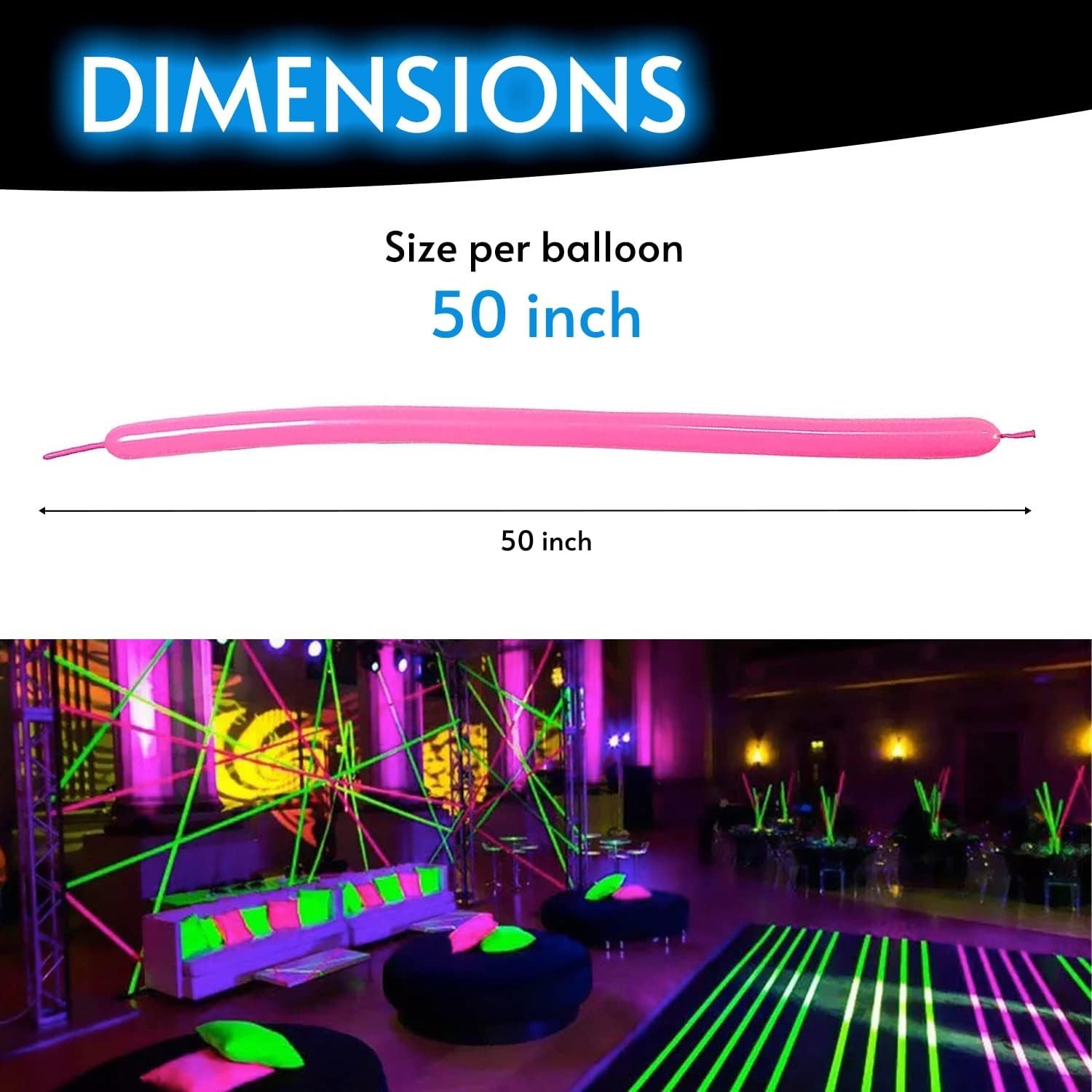 Neon Tying Balloons – Fluorescent Neon Glow Party Balloons for Tying Balloon …