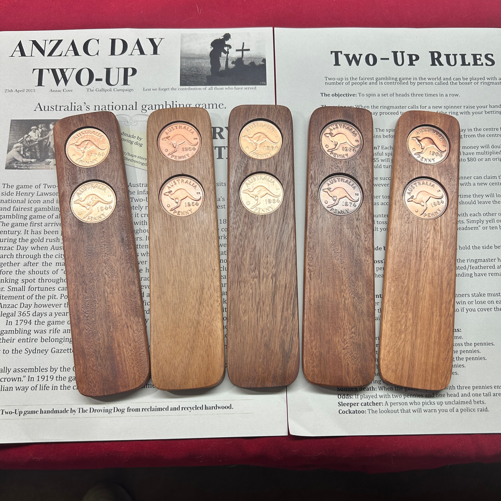 100th Anniversary Gift Present Two-Up game set 1924 Australian Penny two up