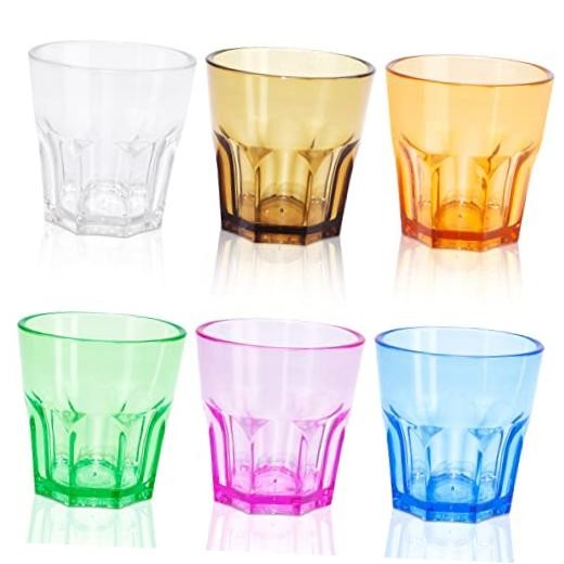 Plastic Drinking Glasses Set of 6, Unbreakable Coloured 6pc-6color-160ml/5.4oz