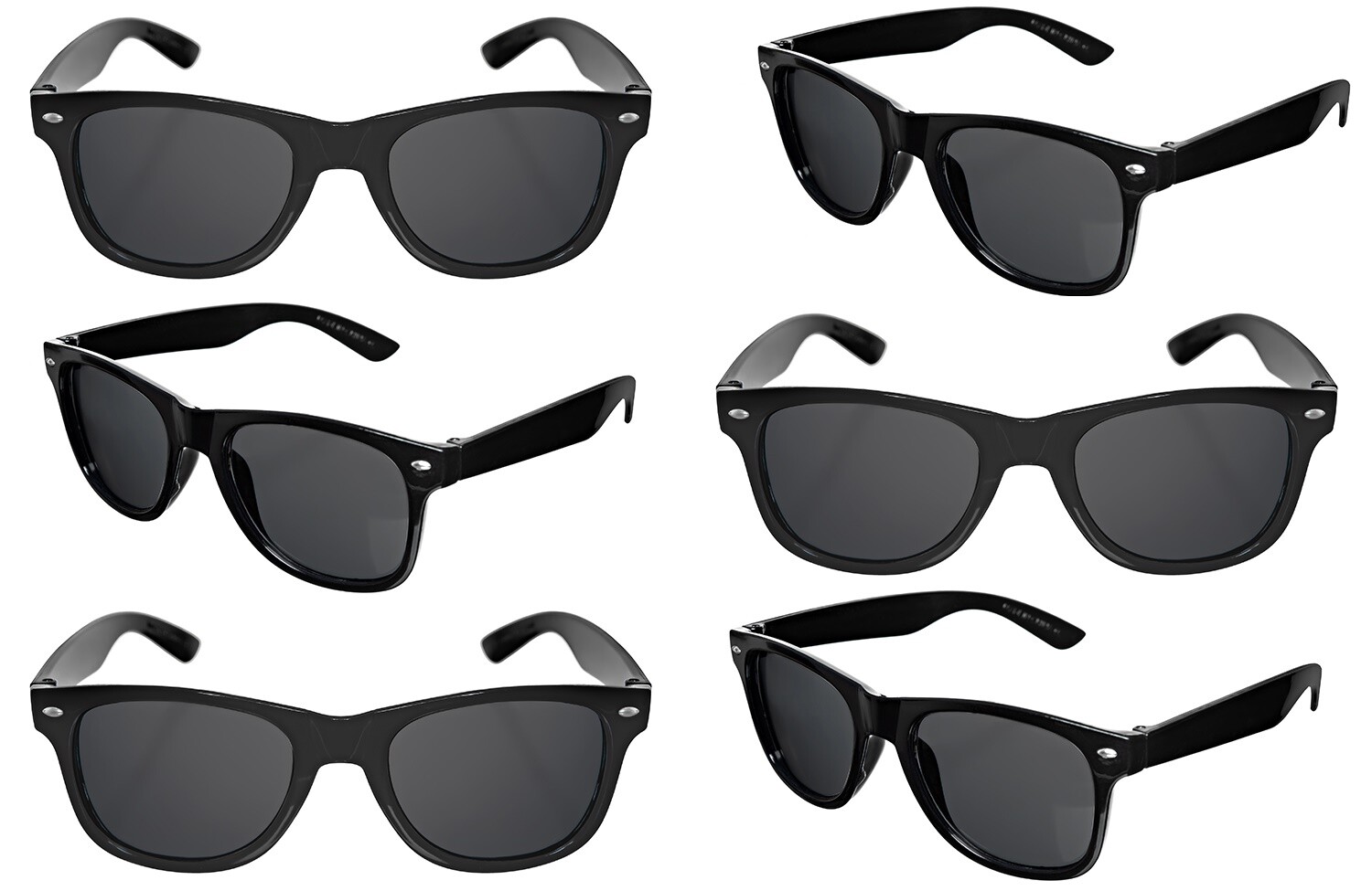 BLACK SUNGLASSES BULK 12 PACK Retro Vintage Fashion Sunglasses Party Favors