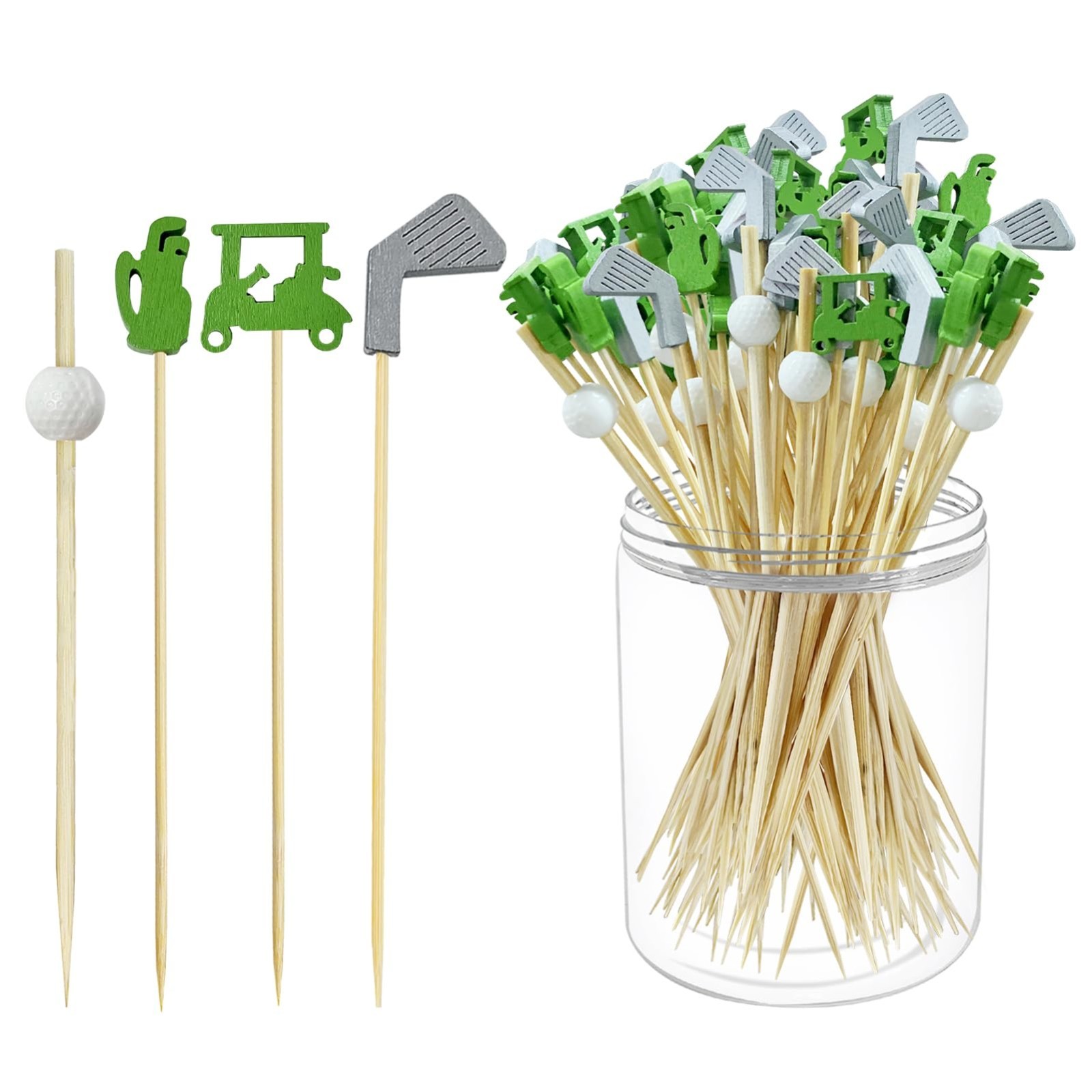 Golf Theme Cocktail Picks, 200Pcs Sandwich Fruit Toothpicks, White Supplies