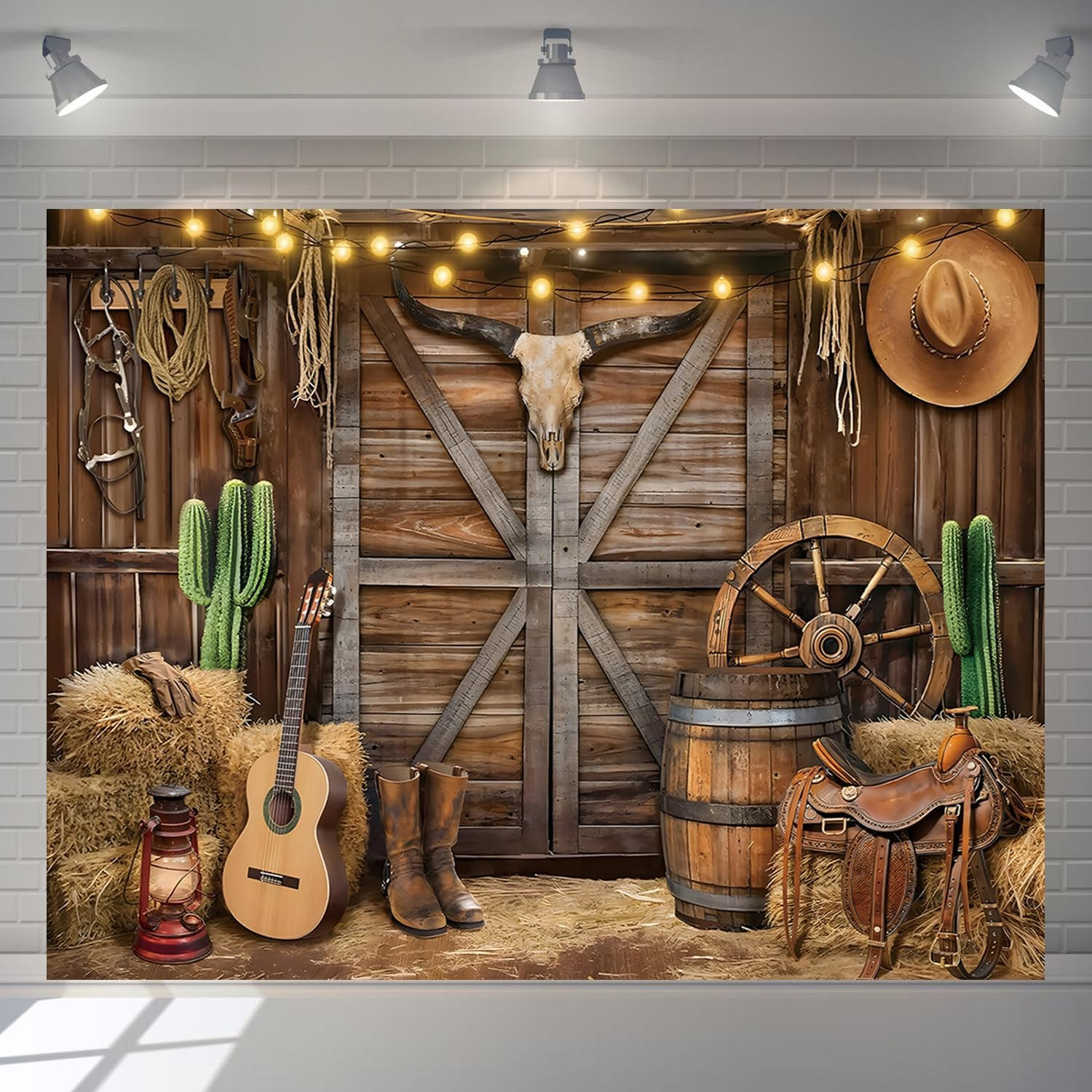 Western Cowboy Backdrop 10X8Ft Western Party Decorations Rodeo Wild West Country