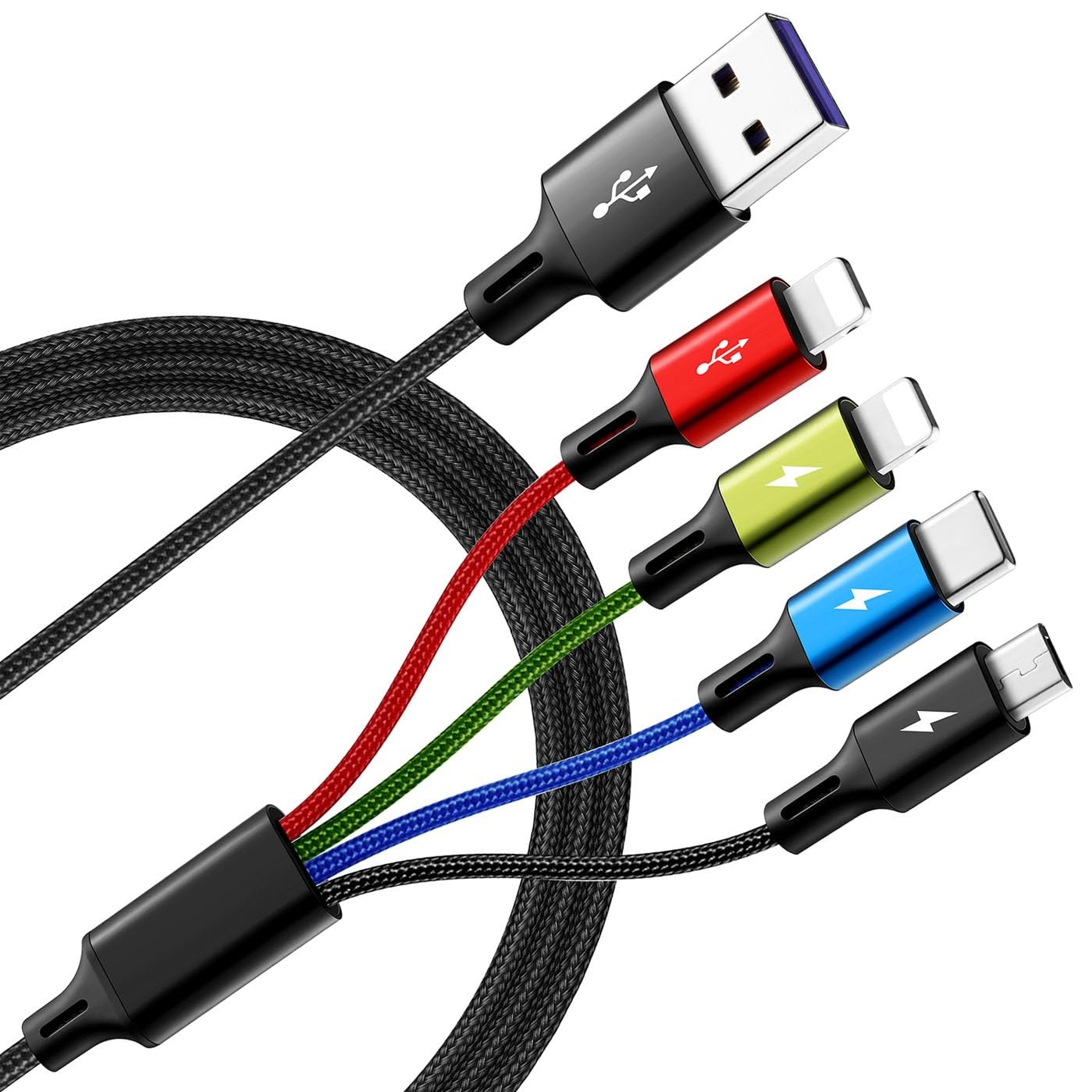 Multi Charging Cable, [2Pack 6Ft] 4 in 1 Braided Multi Fast Charging Cord, Multi