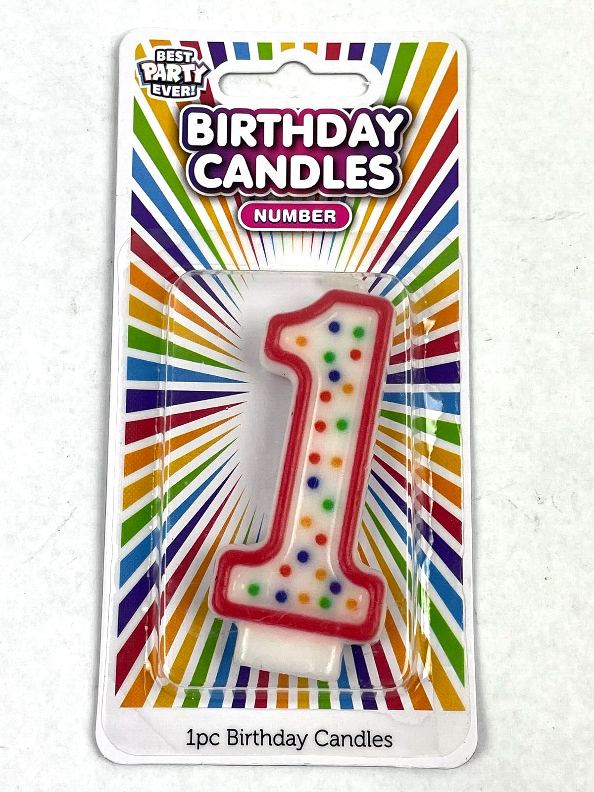 Birthday Party Candle Number 0-9 Multi Colored Candles Polka Numbers Celebration