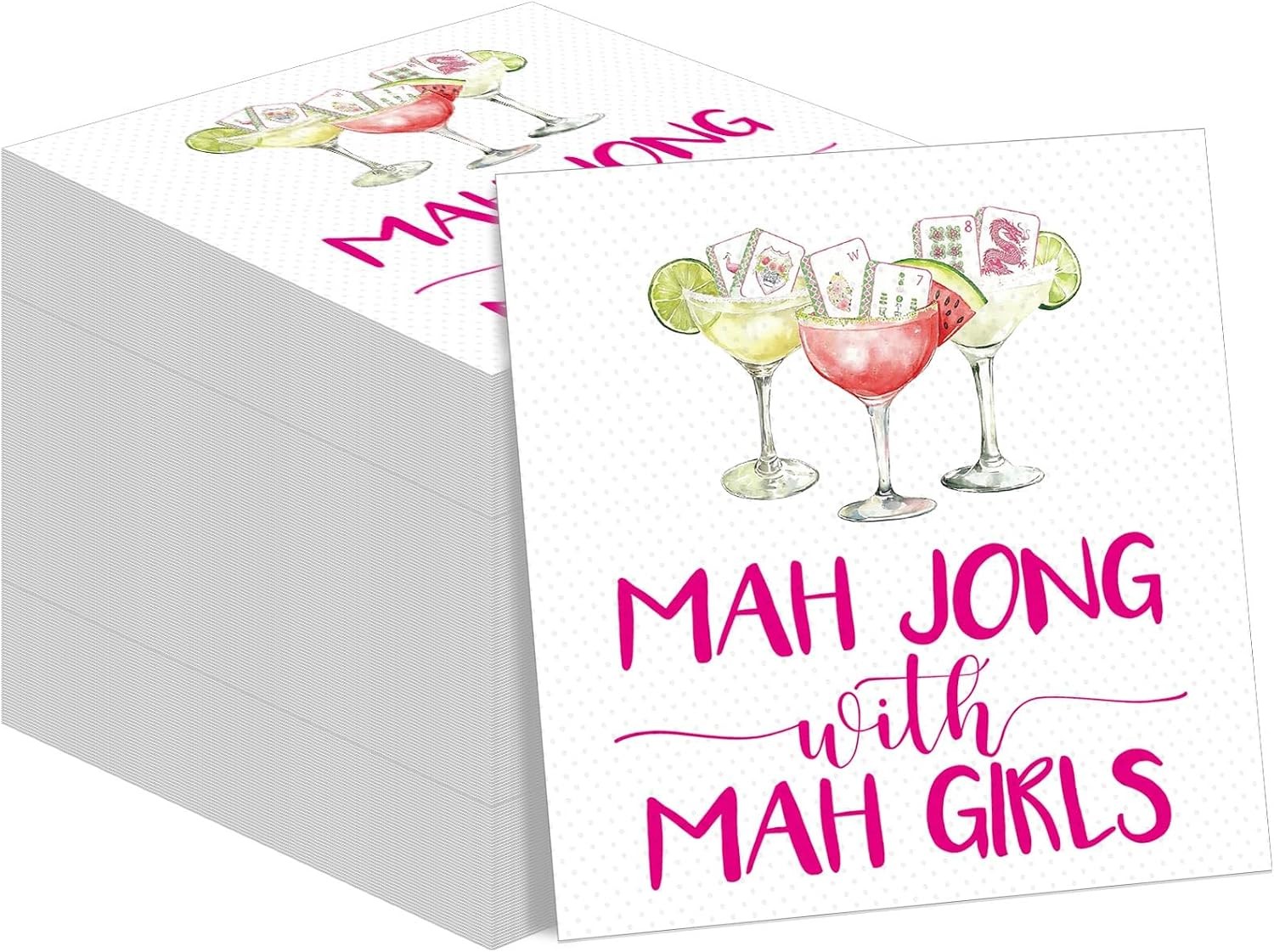 30 Pcs Mahjong Napkins Cocktail Paper 6.5 x 6.5 Inches Mahjong Party Supplies