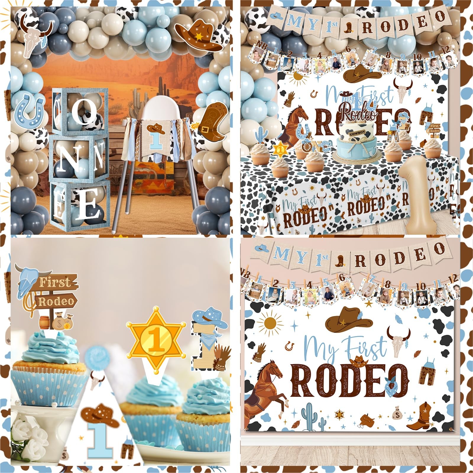 My First Rodeo Decorations Boy,1st Birthday Cowboy Party Supplies-1st First R…