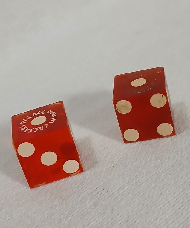 Authentic Las Vegas & California Hotel Casino Table-Played 19mm Craps Dice Pair