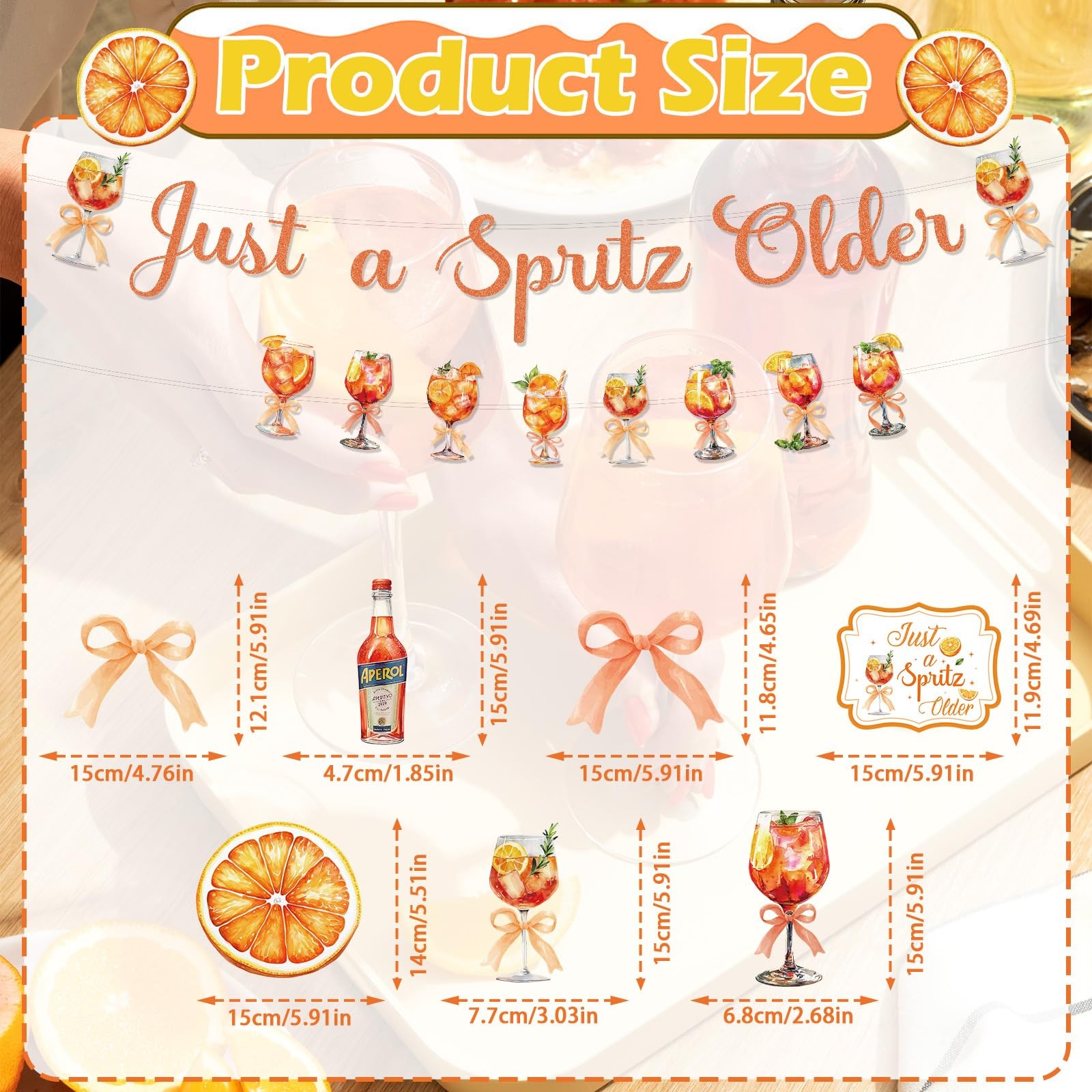 Funny Spritz Banner Decorations, 13 Pcs Orange Glitter Just a Spritz Older Ba…