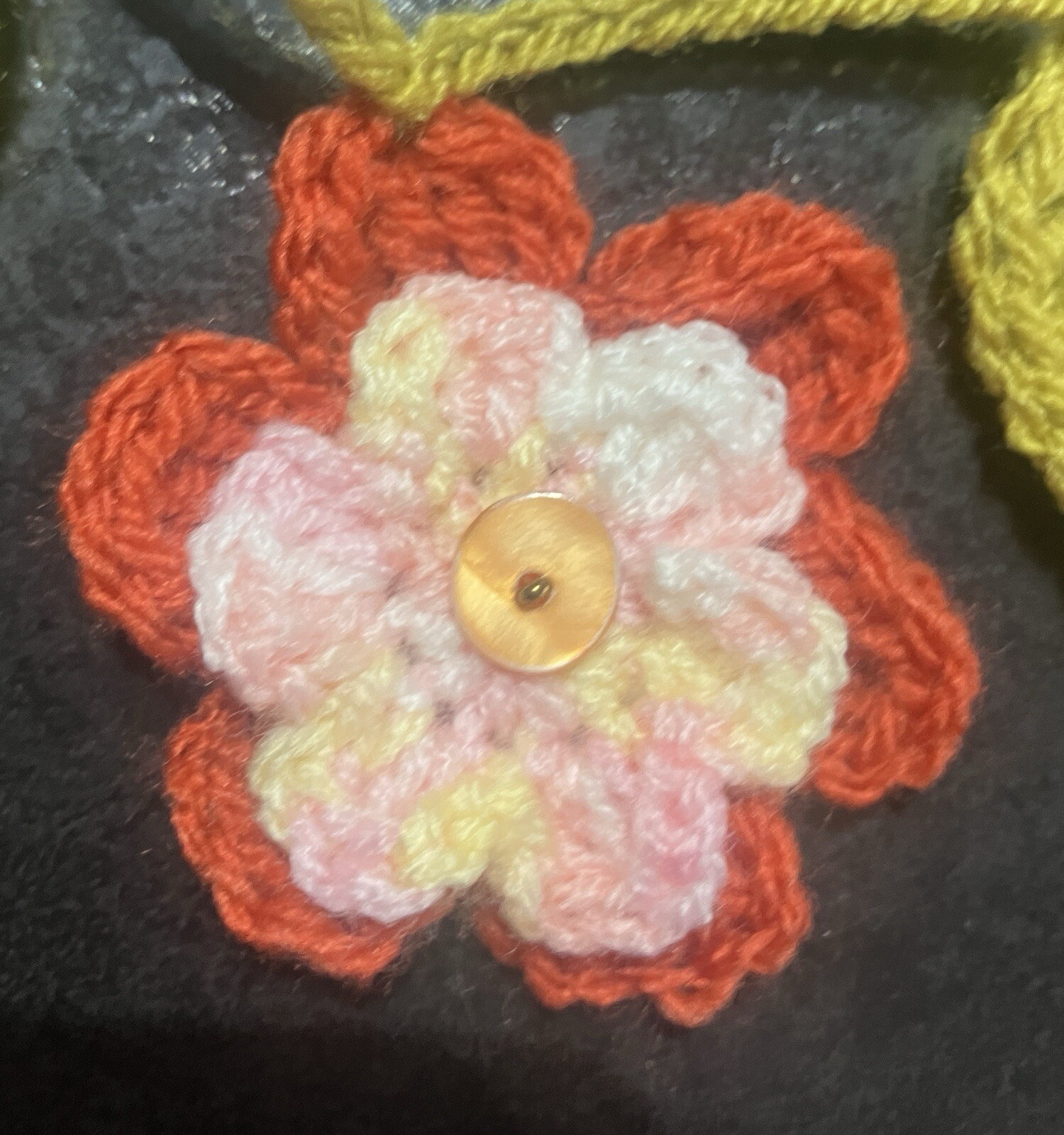 🌸🍃NEW hand Crochet Flower Bunting Leaf sequin Window 34” camper SUMMER Gift
