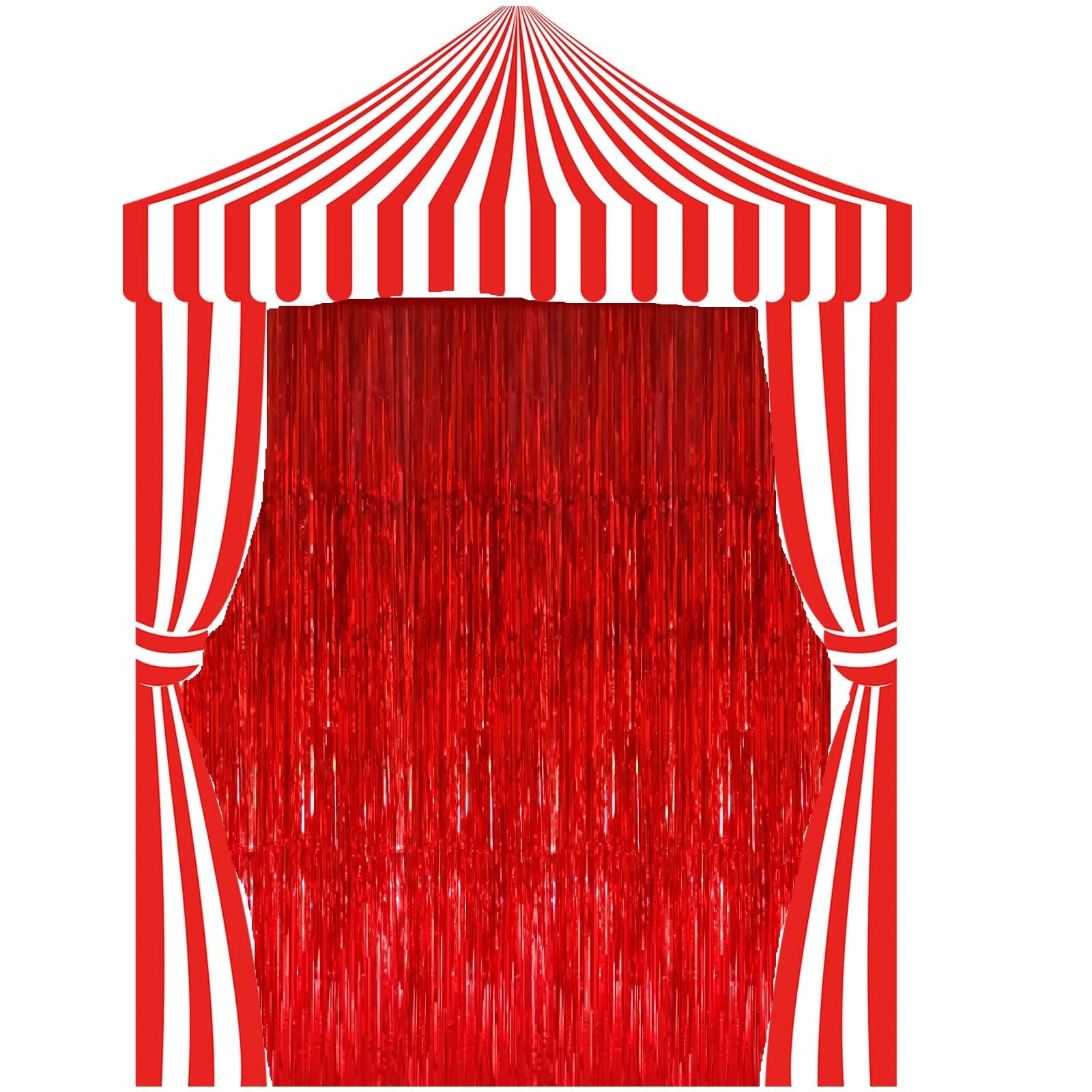 5 PCS Carnival Circus Tent Party Decorations Set Tinsel Fringe Backdrop Red