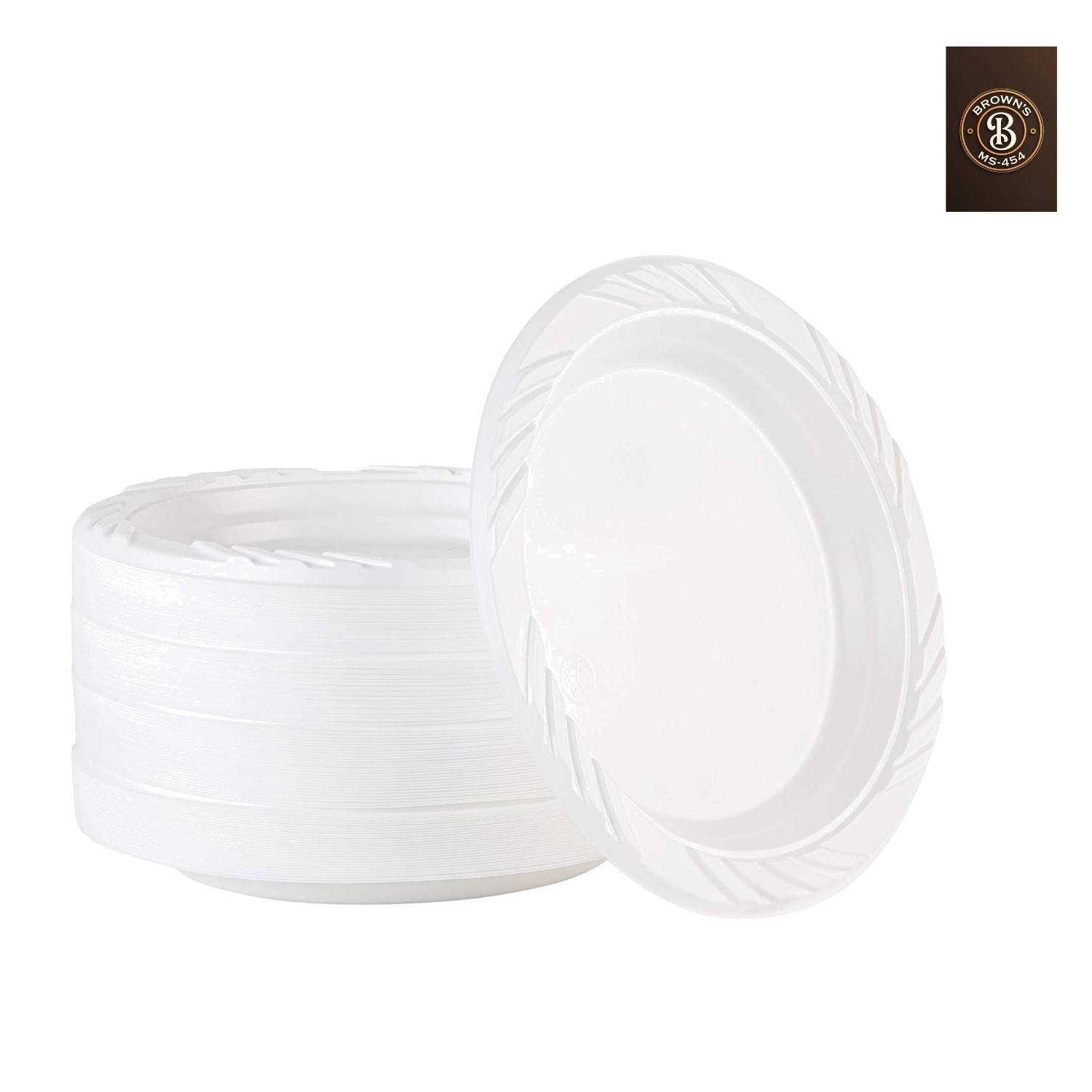 100 Count Disposable 6 Inch White Plastic Dessert Plates