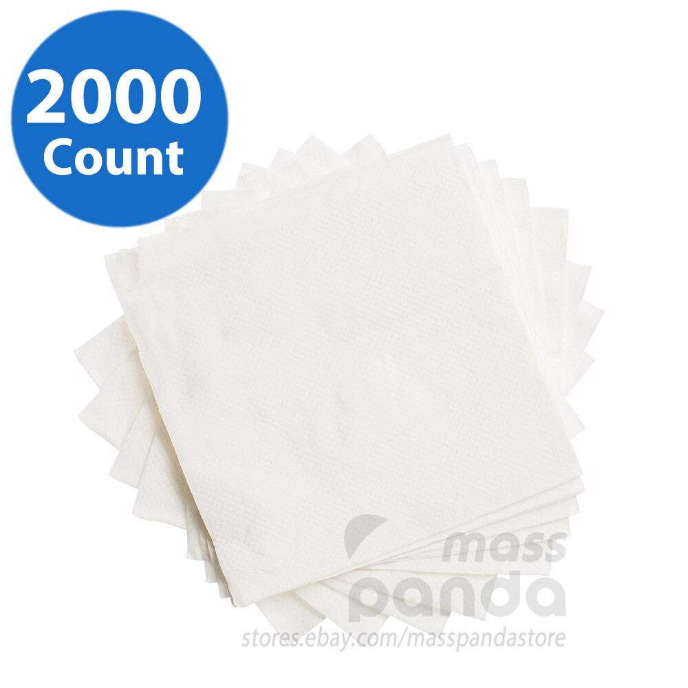2000 ct 1-Ply White Beverage Cocktail Napkins, Bar/ Party/ Event Drinks Coasters