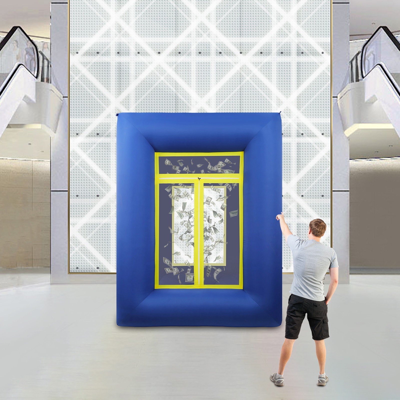 Inflatable Money Machine Booth 78.74*42.52*106.3in Cash Grab Game Cube