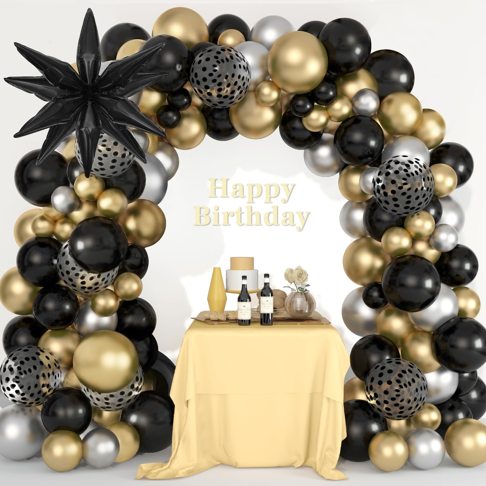Black and Gold Balloons Arch Kit for Graduation Party Decorations, 145Pcs Bla…